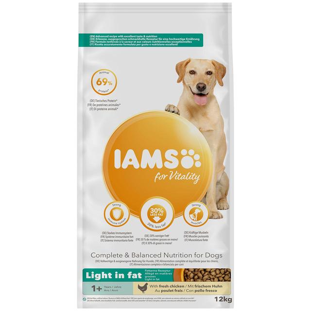 IAMS for Vitality Light in Fat Adult Dry Dog Food with Fresh chicken   12kg GOODS M&S   