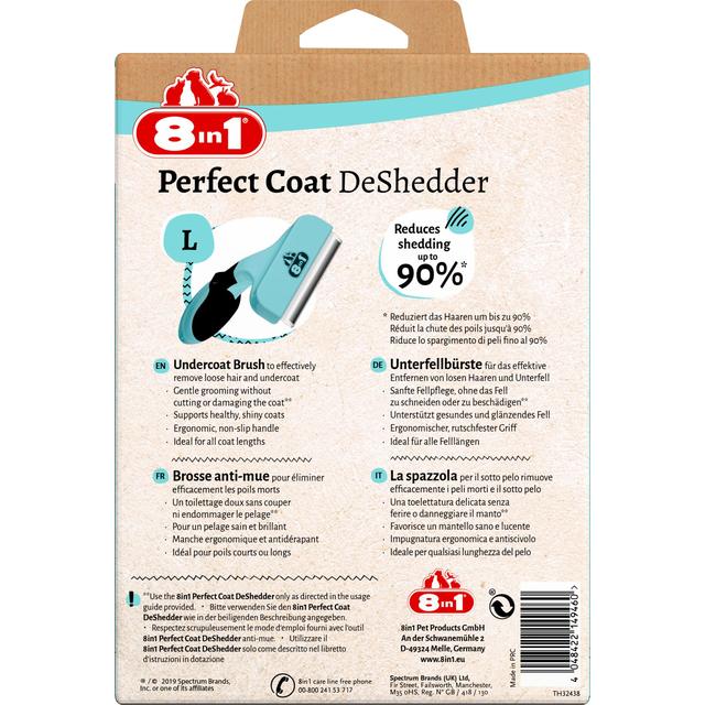 8in1 Perfect Coat DeShedder Dog L Grooming Comb GOODS M&S   