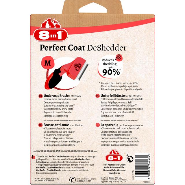 8in1 Perfect Coat DeShedder Dog M Grooming Comb GOODS M&S   