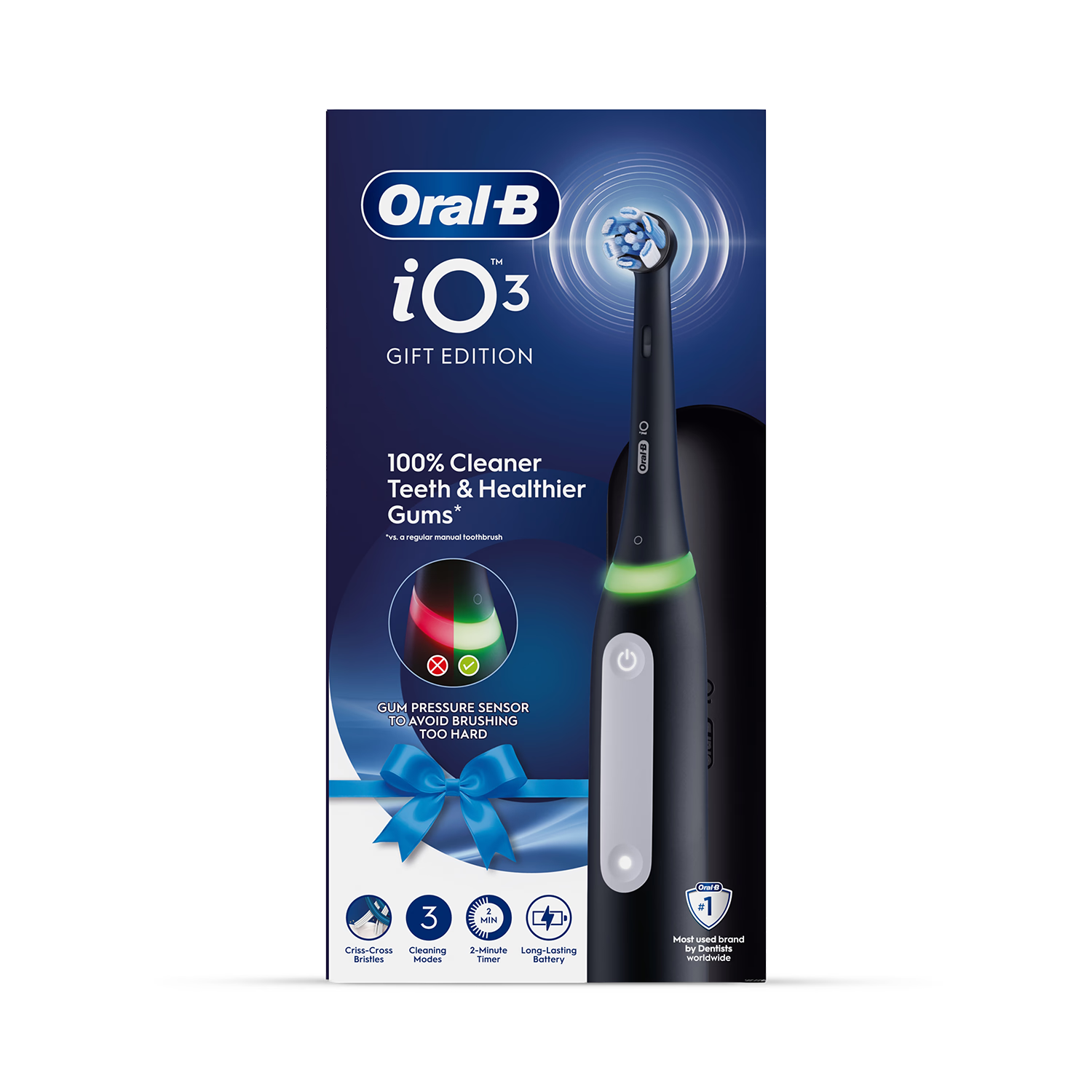 Oral-B iO 3 electric toothbrush black 1 brush head travel case, UK version