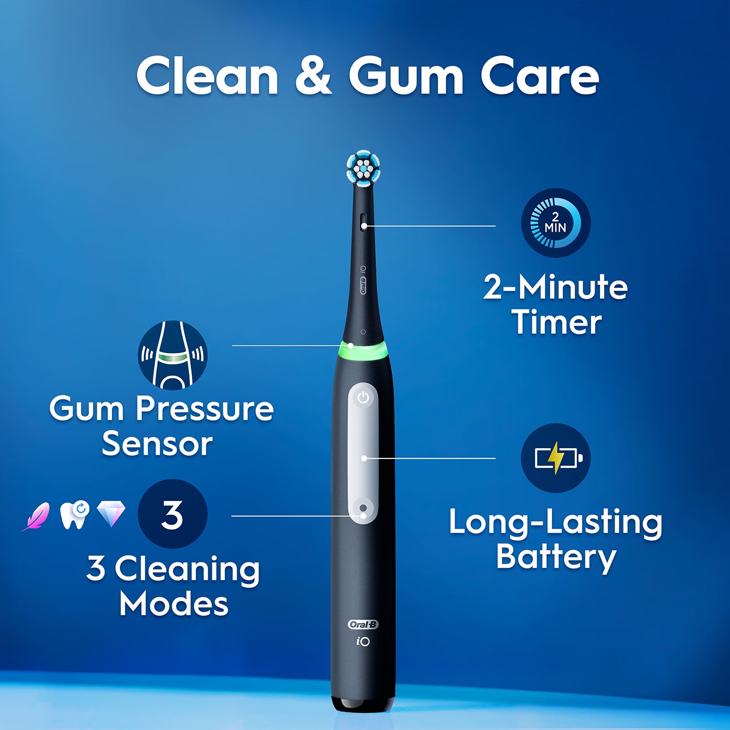 Oral-B iO 3 electric toothbrush black 1 brush head travel case, UK version