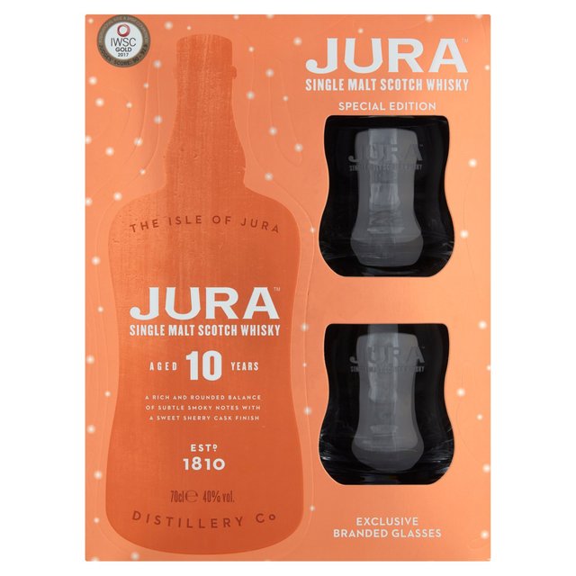 Jura 10 Year Old Single Malt Whisky Gift Pack With 2 Glasses   70cl GOODS M&S   