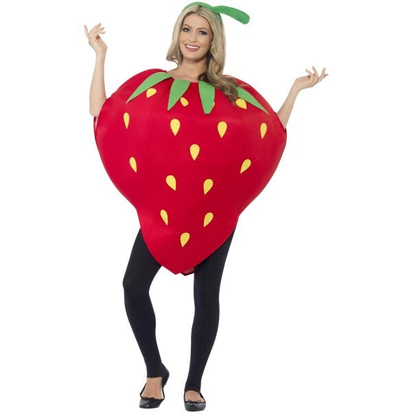 Smiffys strawberry costume red printed tabard headpiece (British brand)