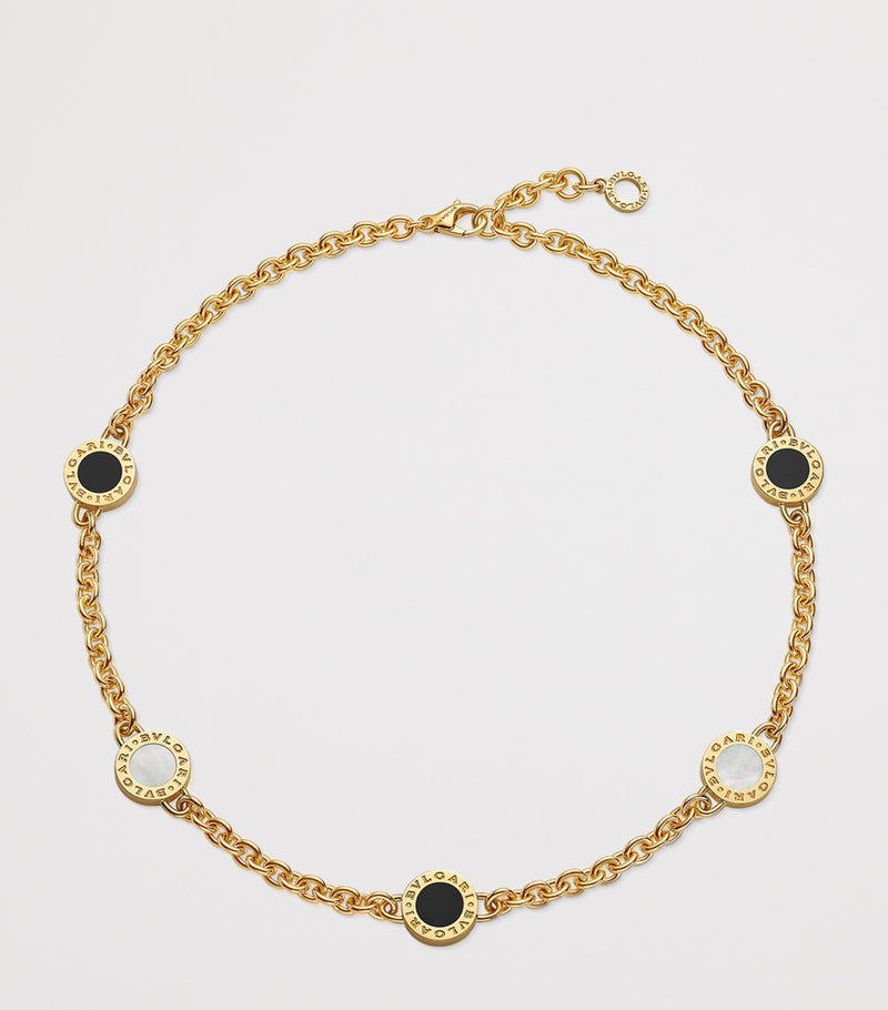 Bvlgari yellow gold mother-of-pearl onyx necklace, UK version