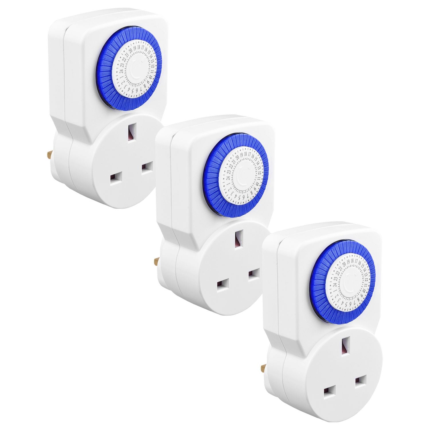 Masterplug 24 hour mechanical segment timer 3 pack - British product