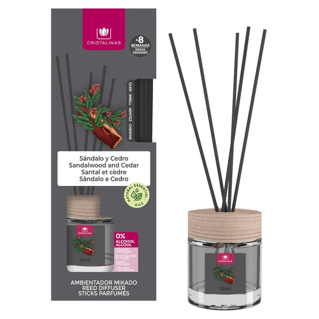 Cristalinas Reed Diffuser Sandalwood & Cedar   35ml GOODS M&S   