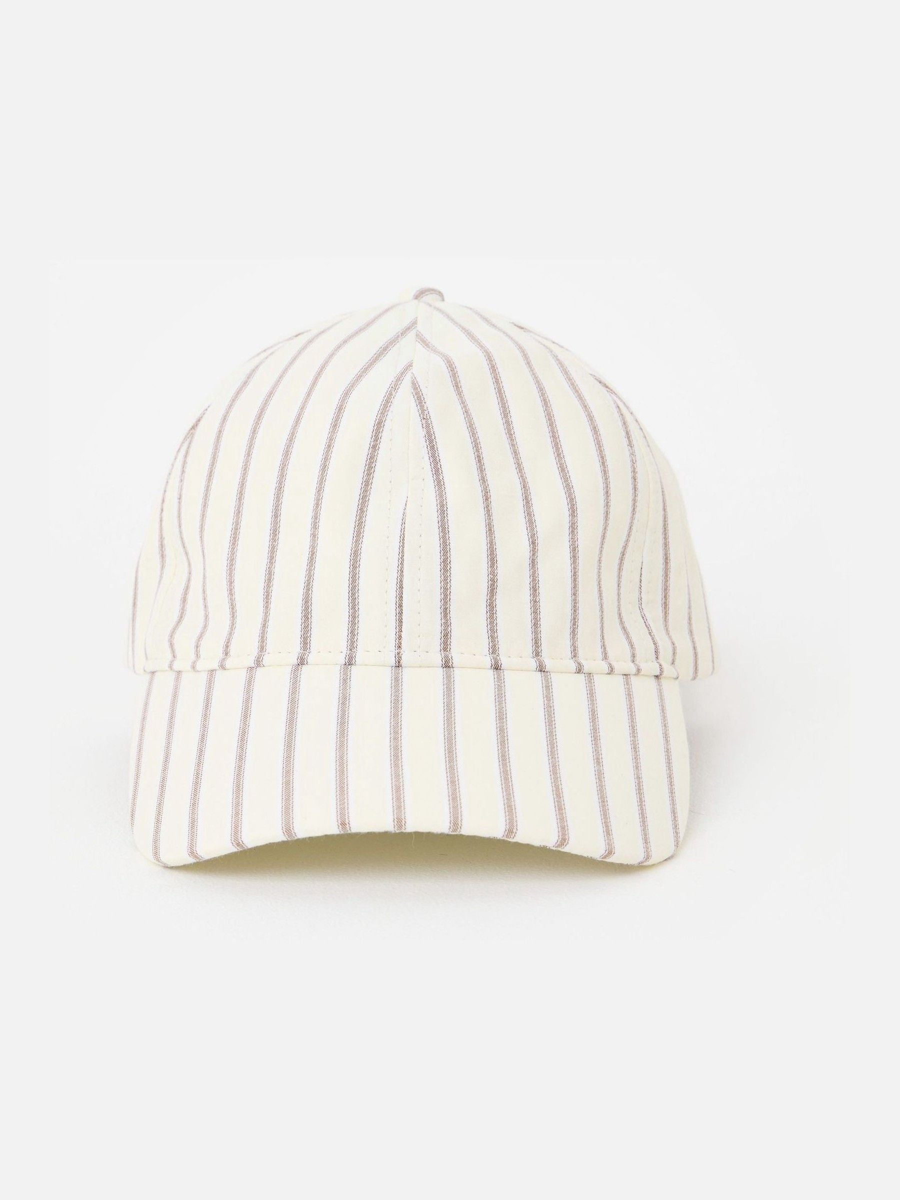 Oliver Bonas butter yellow brown striped bow cap hat - British product