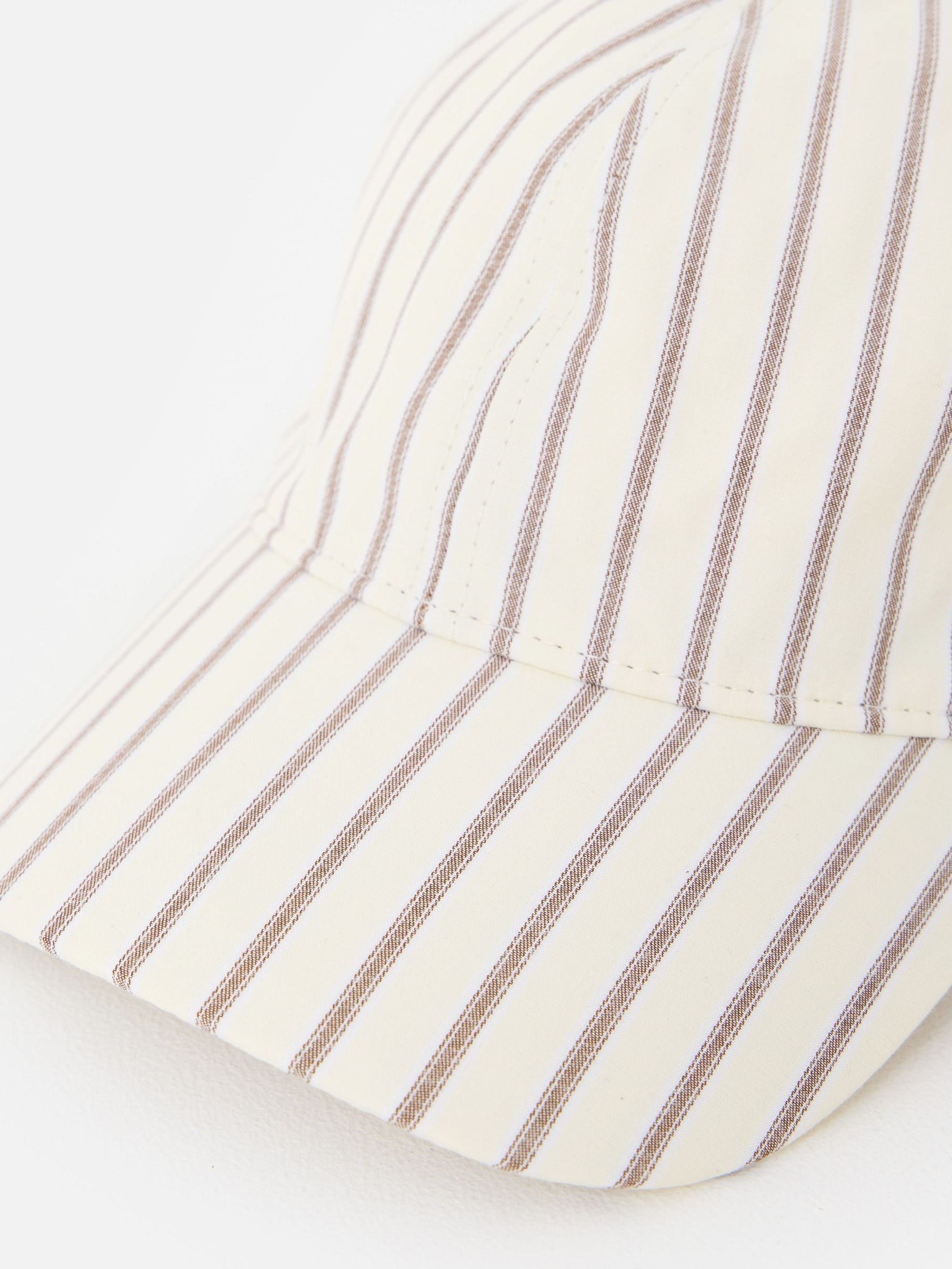 Oliver Bonas butter yellow brown striped bow cap hat - British product