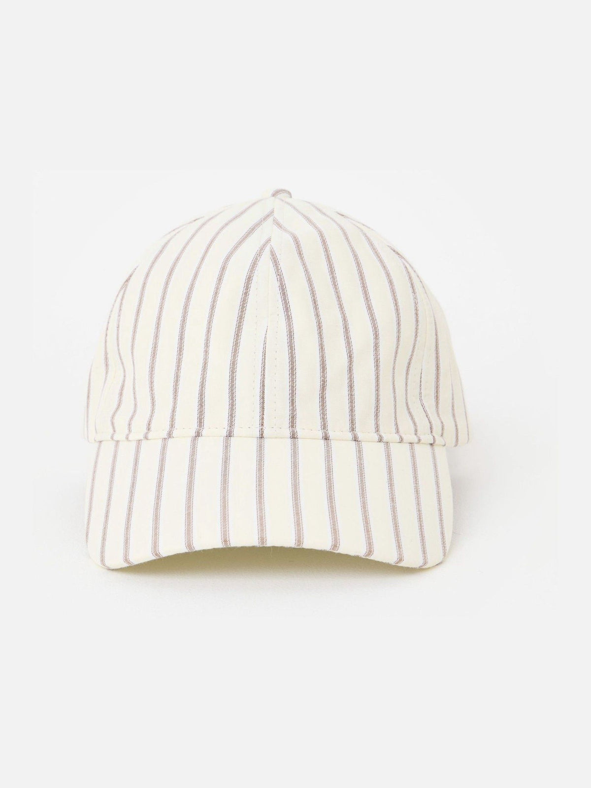 Oliver Bonas butter yellow brown striped bow cap hat - British product