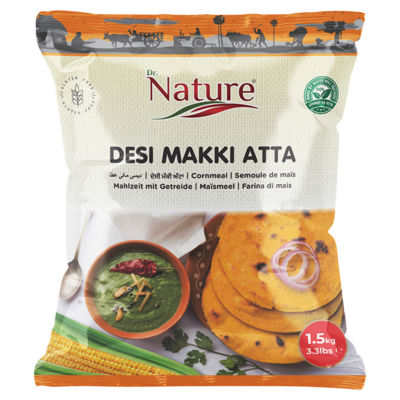 Dr Nature cornmeal Desi Makki Atta 1.5 kg, imported from the UK