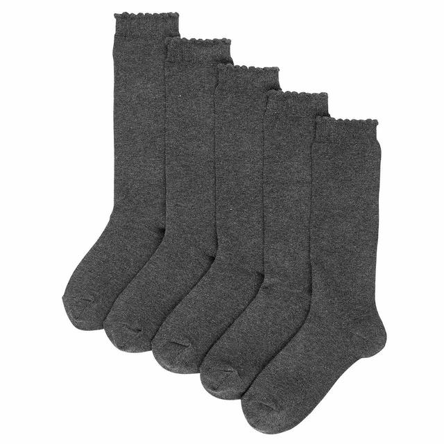 M&S Girls 5pk Knee High Socks Size 8-7 Grey