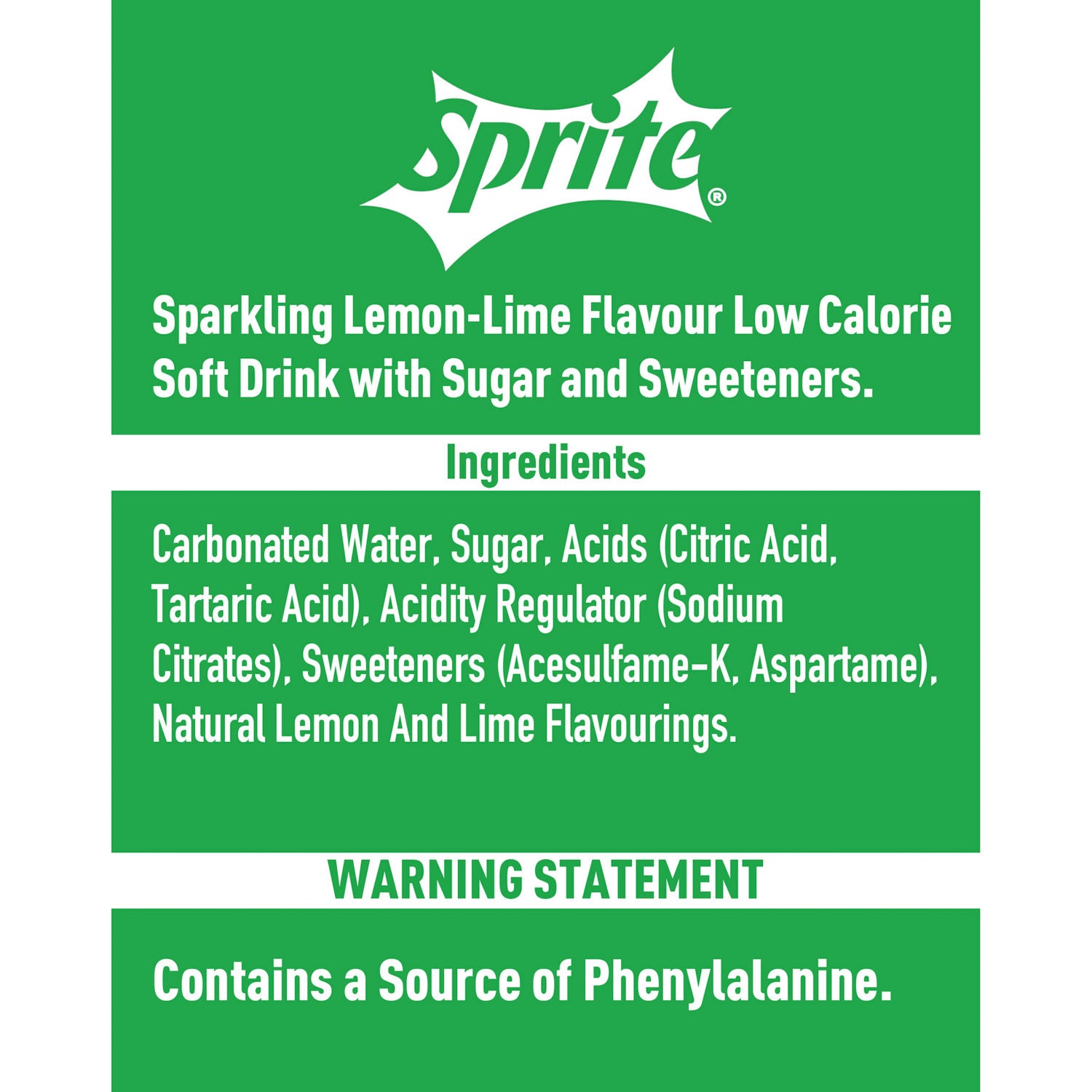 Sprite lemon and lime sparkling soft drink 2L (British brand)