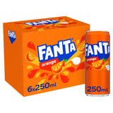 Fanta orange soft drink 6 pack 6x250ml, UK version
