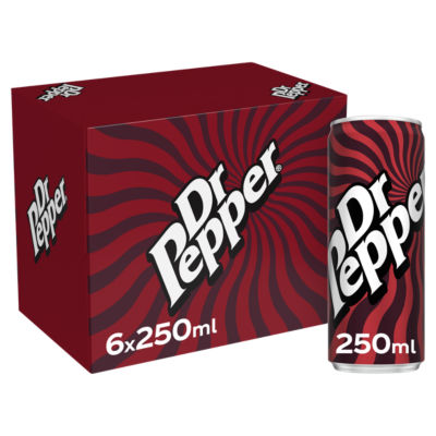 Dr Pepper soft drink multipack 6x250ml (British brand)