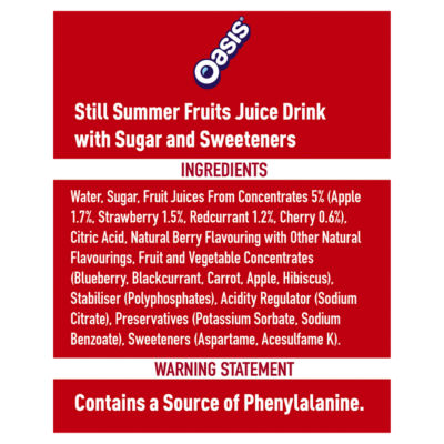 Oasis Summer Fruits still juice drink 1.5L (British brand)