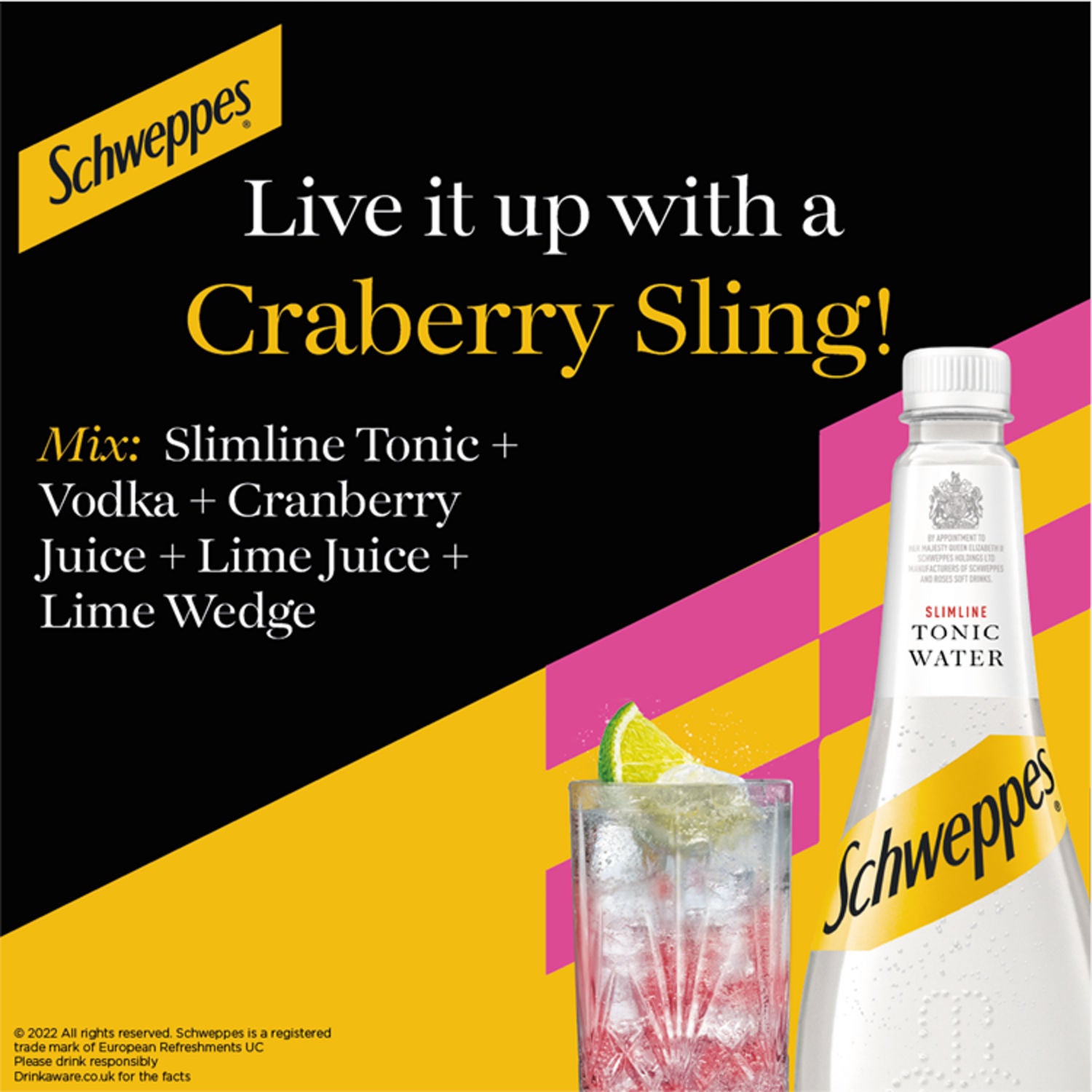 Schweppes slimline tonic water 1L bottle (British brand)
