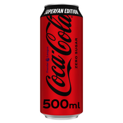 ASDA Coca-Cola Zero Sugar Superfan Can Sparkling Low Calorie Soft Drink 500ml- Buy online at McGrocer