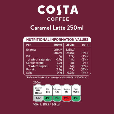 Costa Caramel Latte Iced Coffee 250ml, UK version
