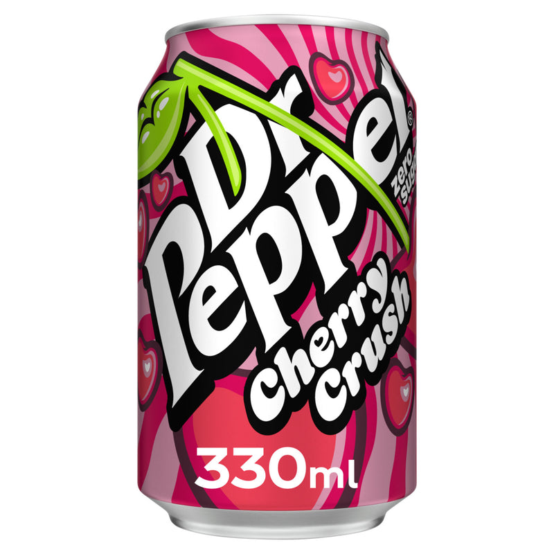 Dr Pepper Zero Cherry Crush soft drink 330ml - British product