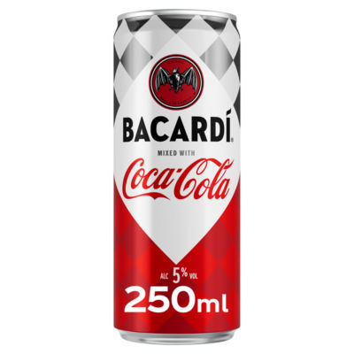 ASDA Bacardi & Coca-Cola Pre-Mixed Rum and Cola Can 250ml- Buy online at McGrocer