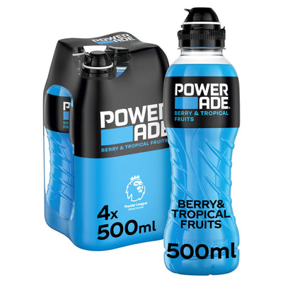 ASDA Powerade Berry and Tropical Fruits Sports Drink 4 x 500ml Bottles- Buy online at McGrocer