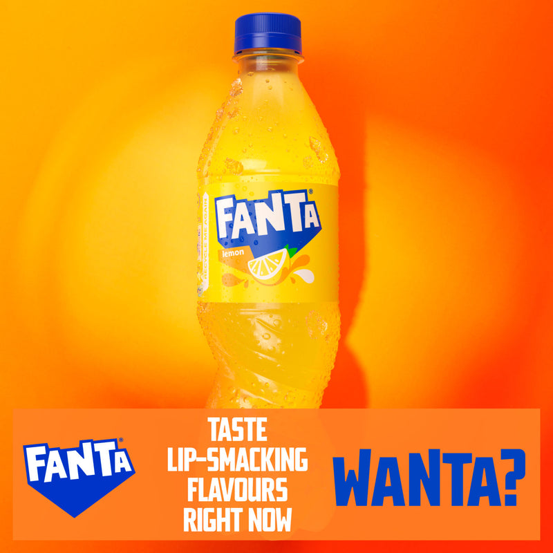 Fanta Lemon sparkling soft drink 500ml (British brand)