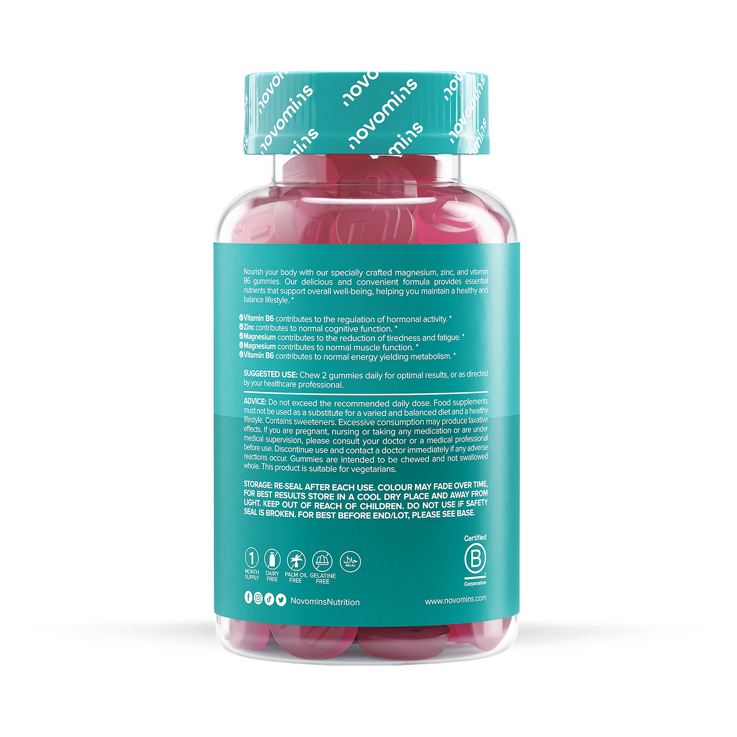 Novomins Zinc Magnesium B6 Strawberry Gummies 60 Count imported from the UK