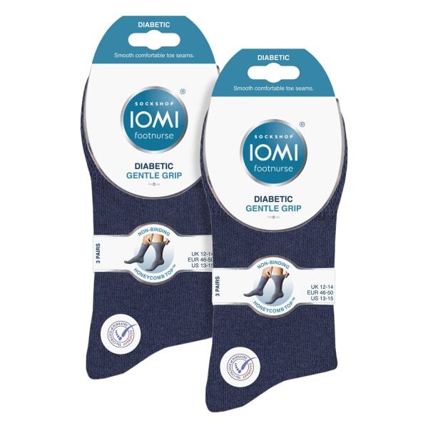 IOMI men's Gentle Grip diabetic socks 6 pack - British product