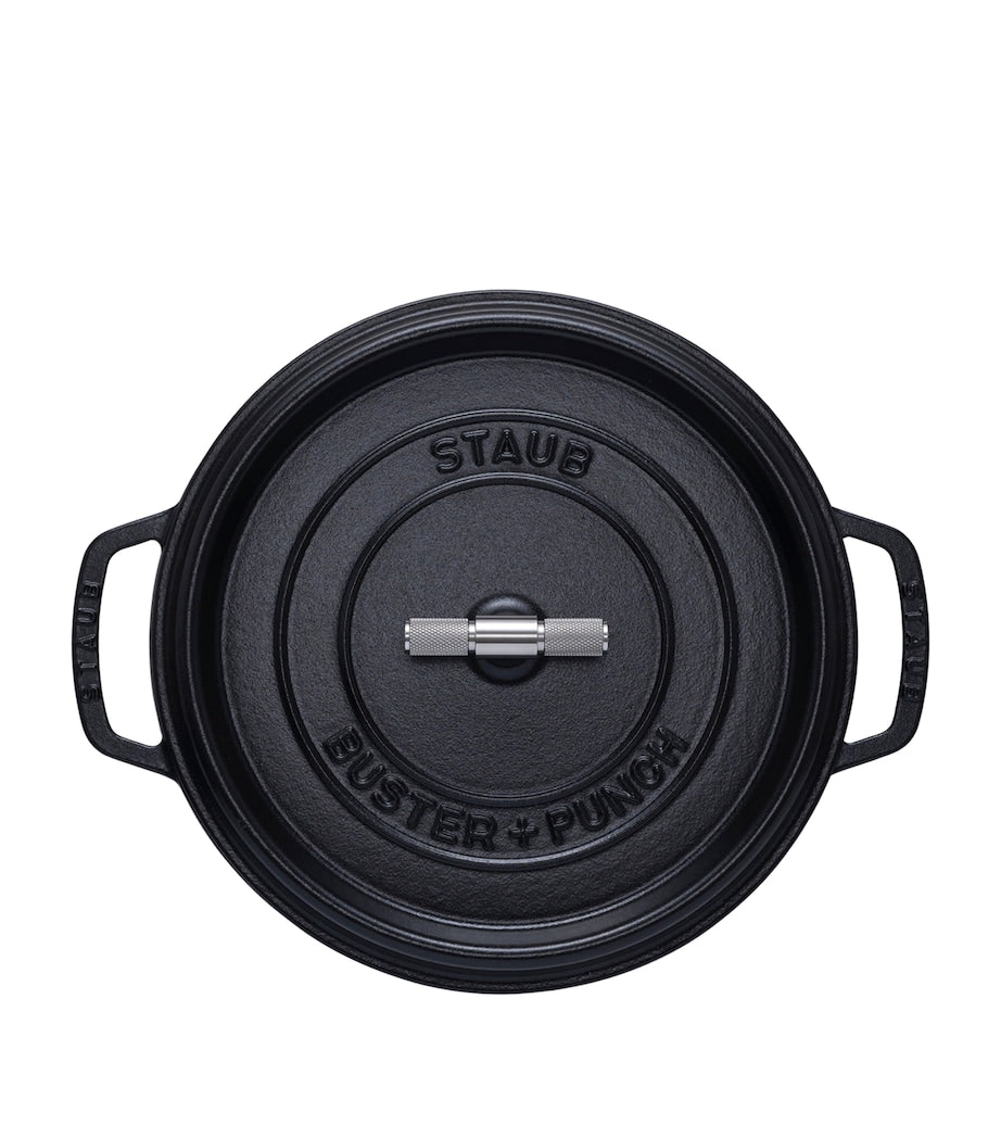 Staub Buster Punch cocotte 28cm steel knob - British product