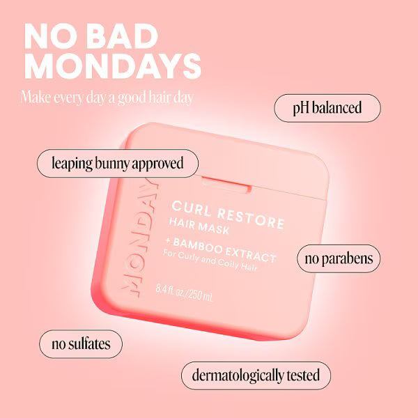 Monday Haircare Hair Mask Curl Restore 250ml, imported from the UK
