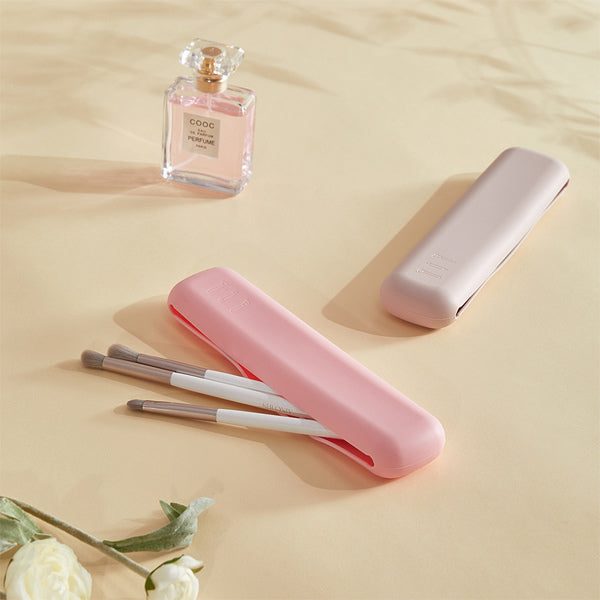 Livingandhome magnetic silicone makeup brush holder 2 pack khaki pink (British brand)