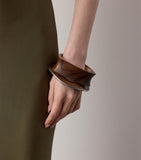 Ralph Lauren Collection asymmetrical cuff wood and silver-tone brass - British product