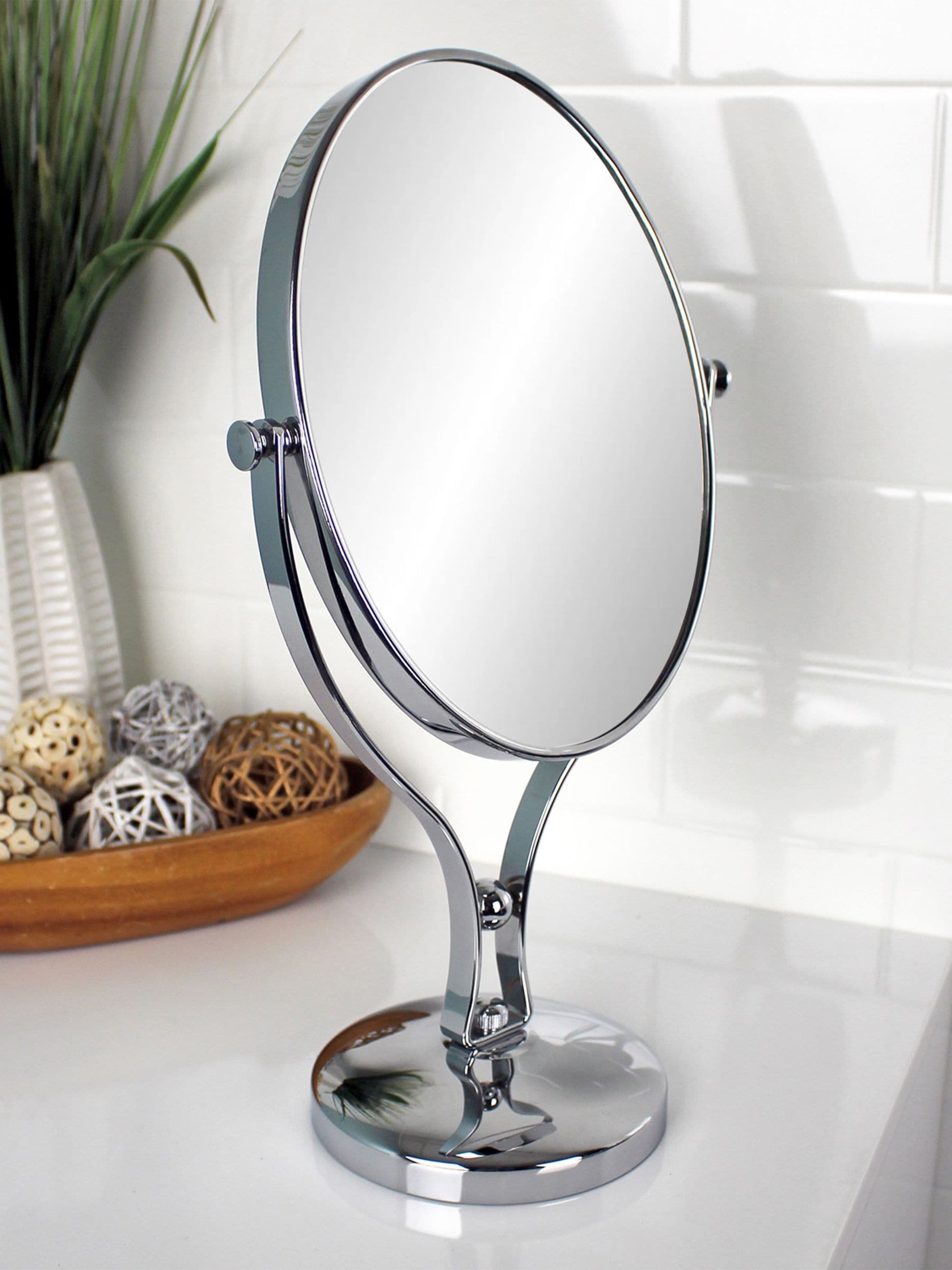 Showerdrape chrome vanity mirror oval 5x magnification - British product