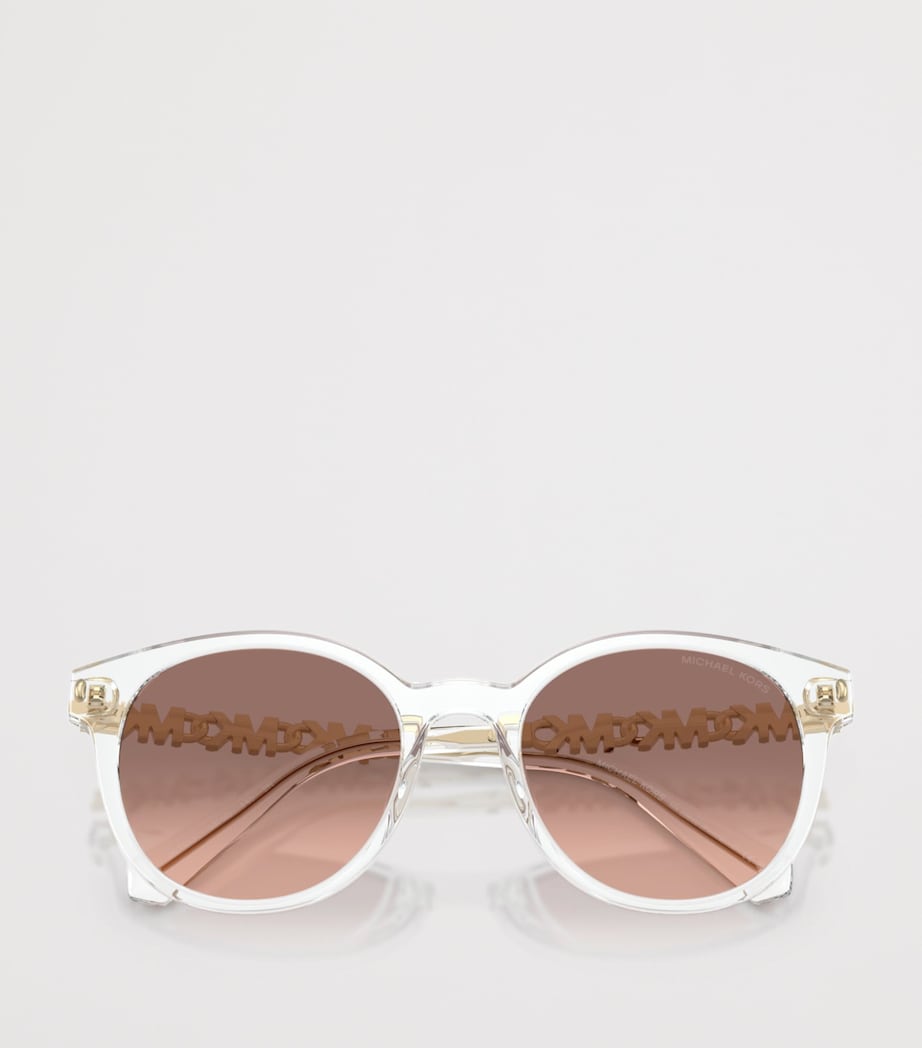 Michael Kors Pienza runde Sonnenbrille mit goldfarbenen Akzenten - Britisches Produkt