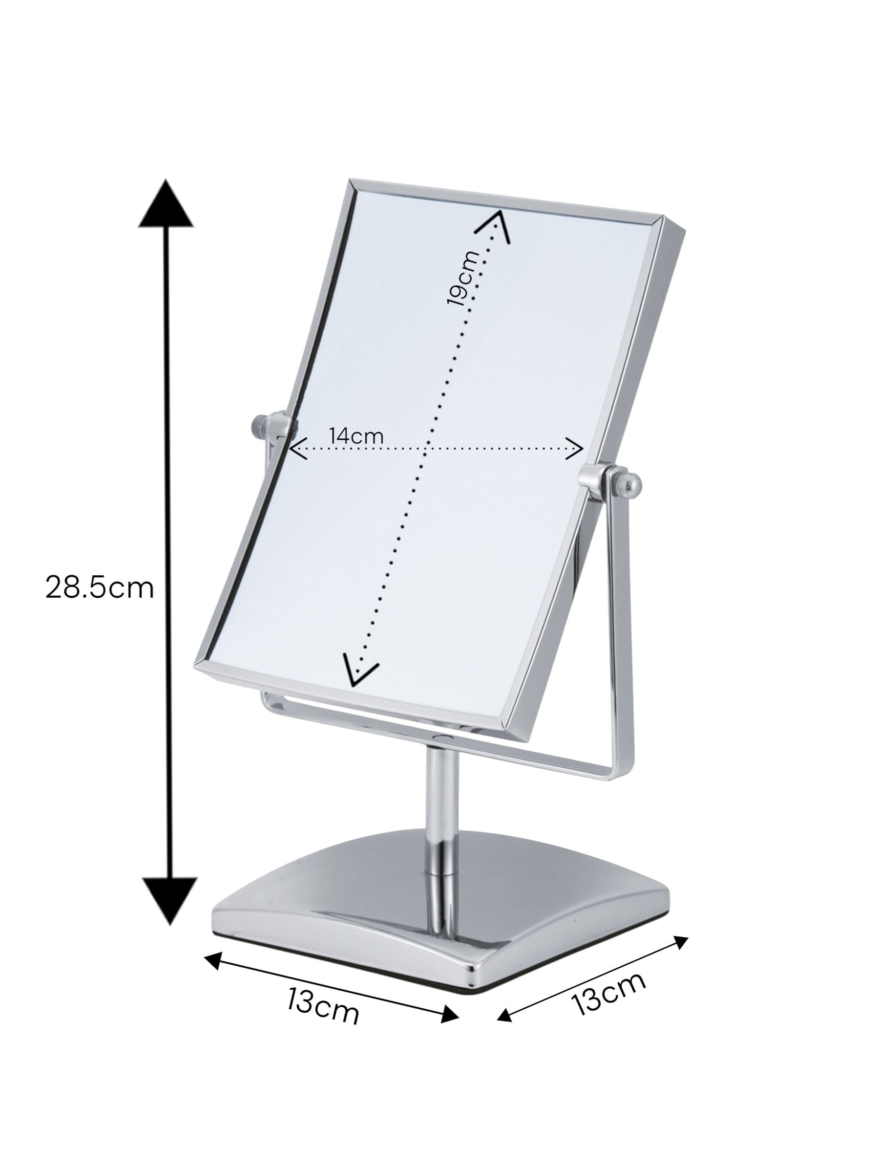 Showerdrape chrome vanity mirror with rectangular 3x magnification, 26.5cm height (British brand)