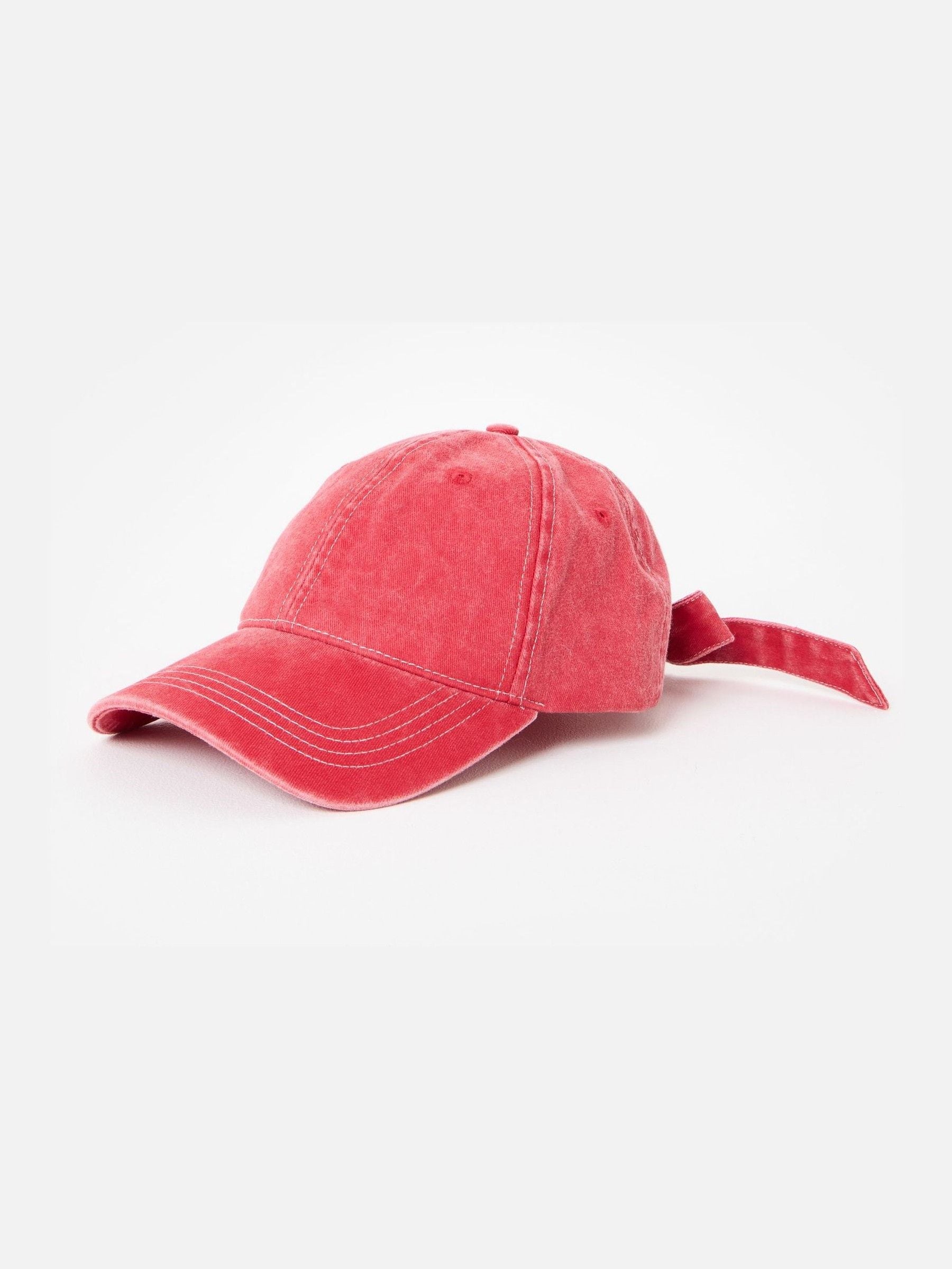 Oliver Bonas denim bow cap hat washed red, UK version