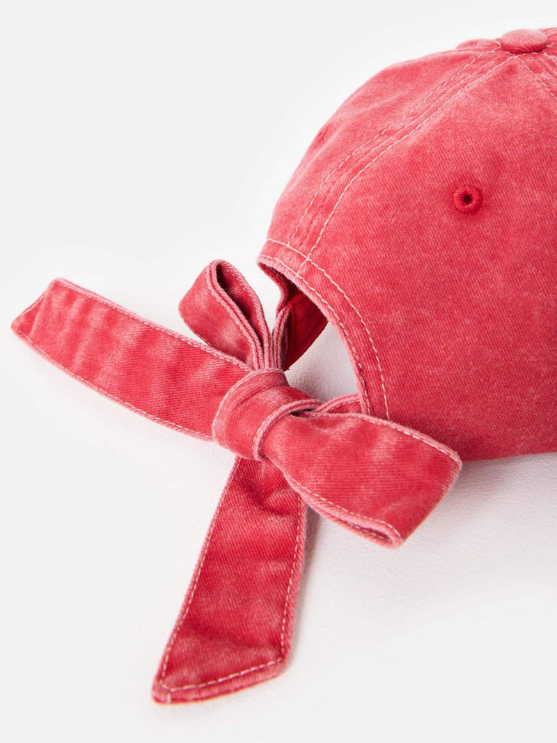 Oliver Bonas denim bow cap hat washed red, UK version