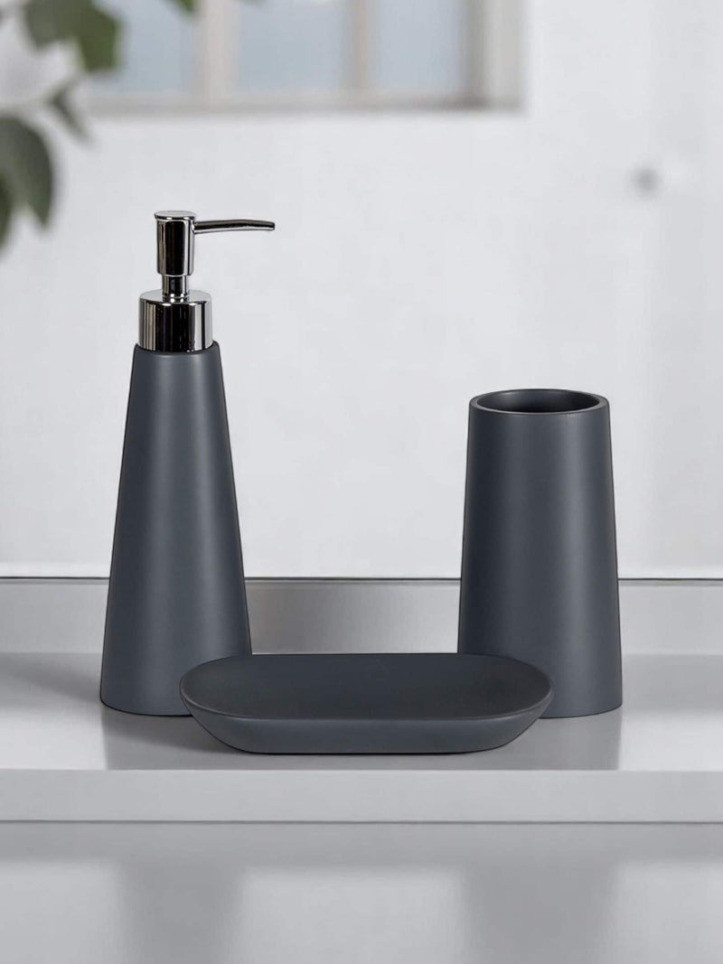 Showerdrape Grey Alto bathroom accessory set of 3, imported from the UK