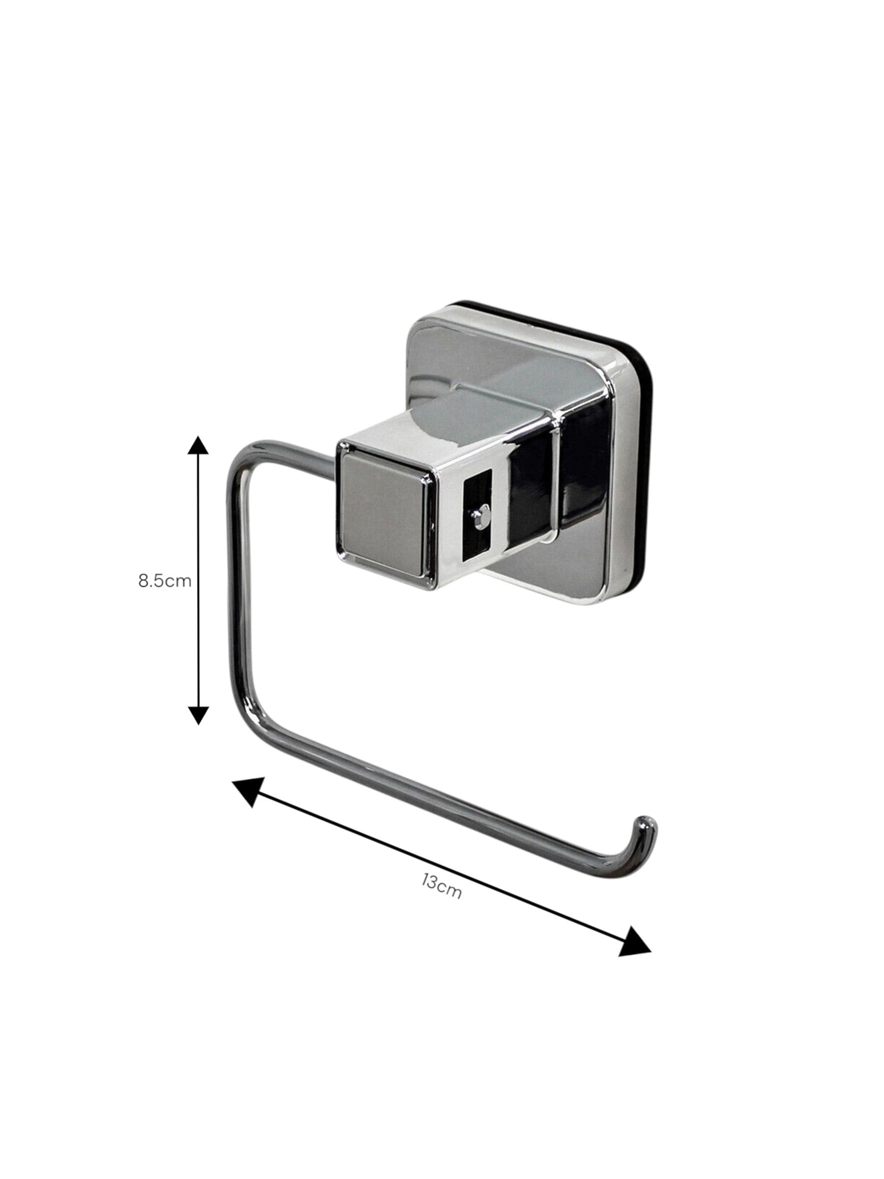 Showerdrape Chrome Suction Wall Mounted Toilet Roll Holder Pushloc