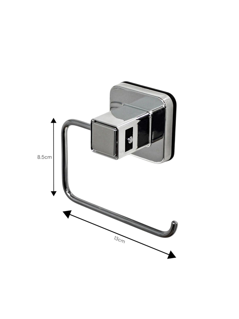 Showerdrape Chrome Suction Wall Mounted Toilet Roll Holder Pushloc
