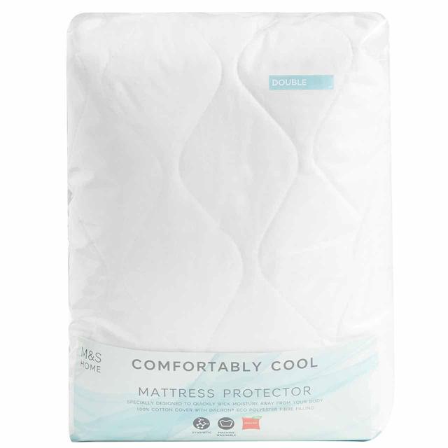 M&S Comfortably Cool Mattress Protector Single (3ft) White GOODS M&S   