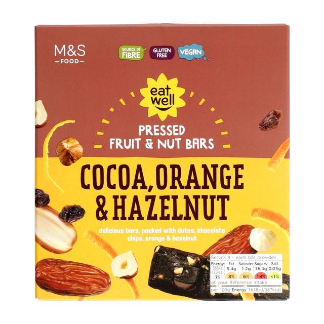 M&S Cocoa Orange & Hazelnut Bars   4 x 35g