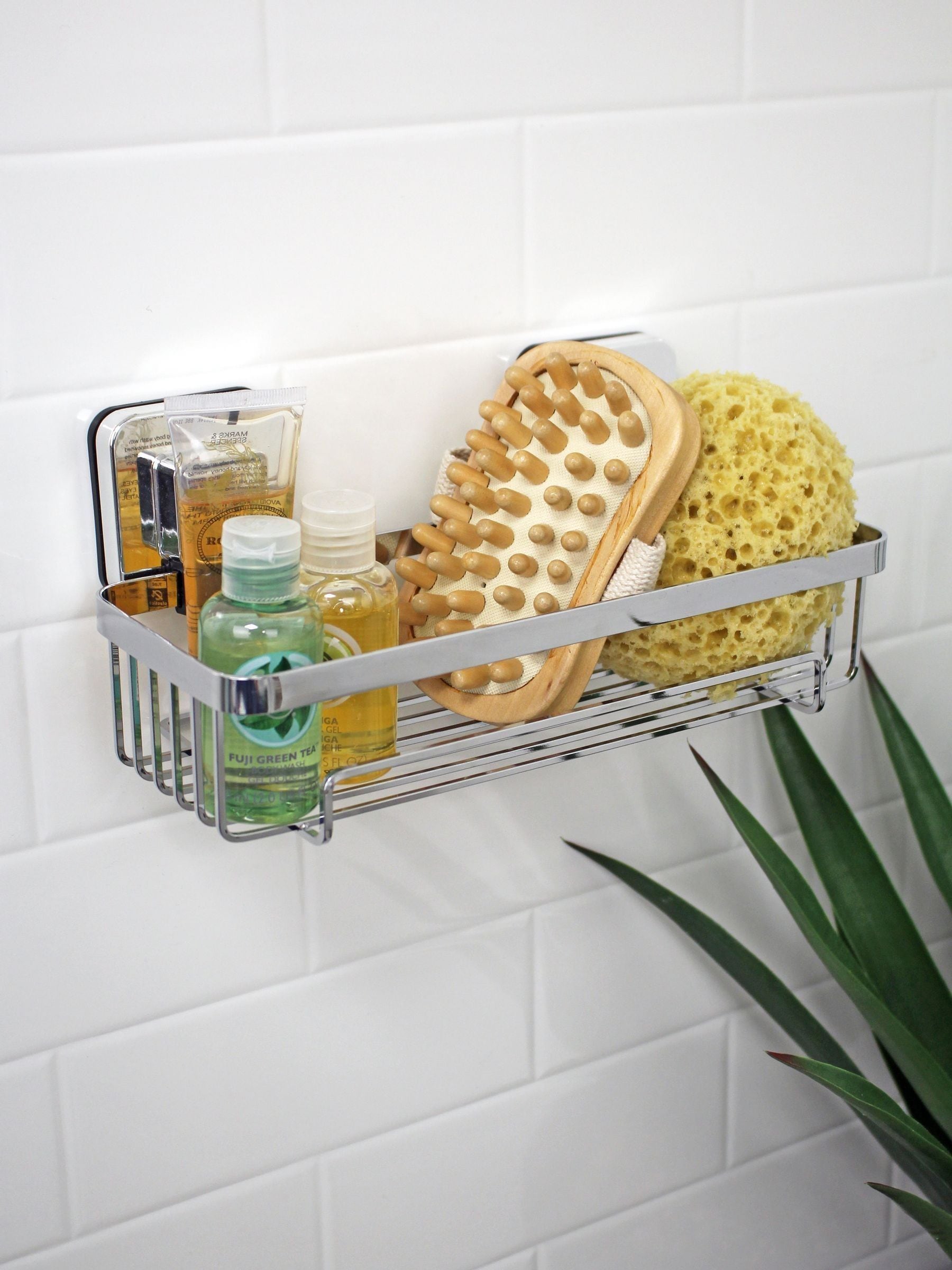 Showerdrape chrome suction basket 26cm wide - British product