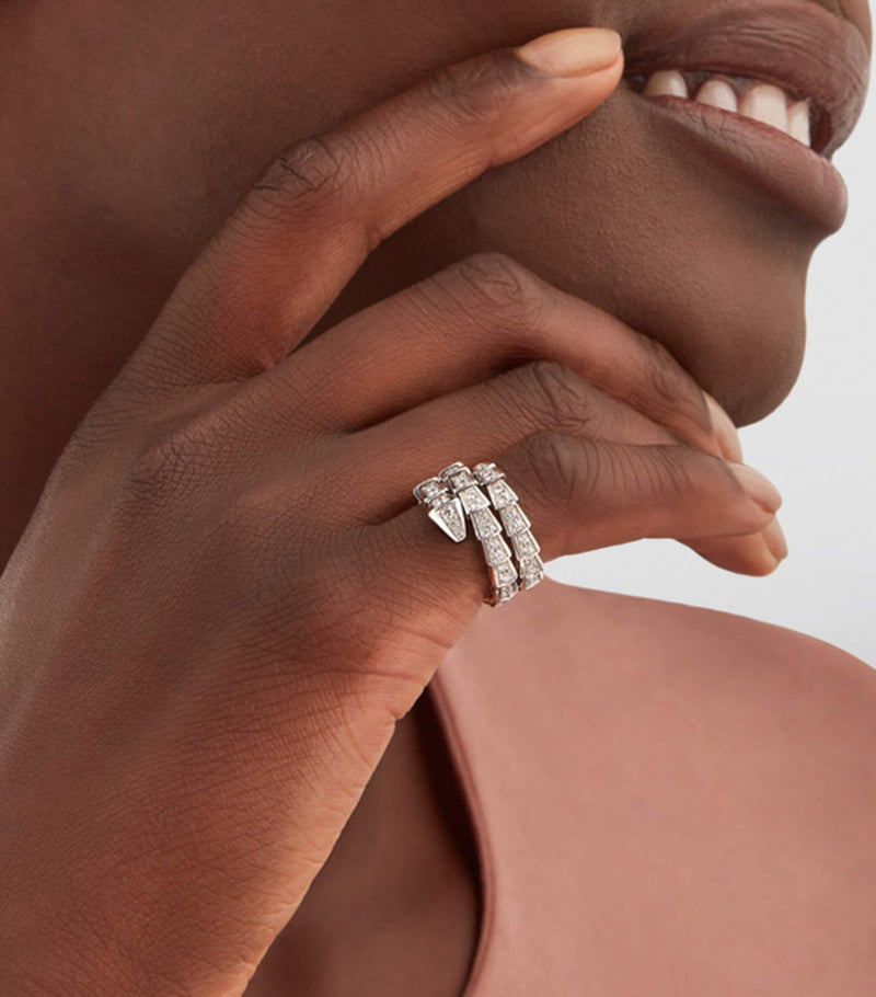 Bvlgari Serpenti Viper ring in white gold and diamonds, UK version