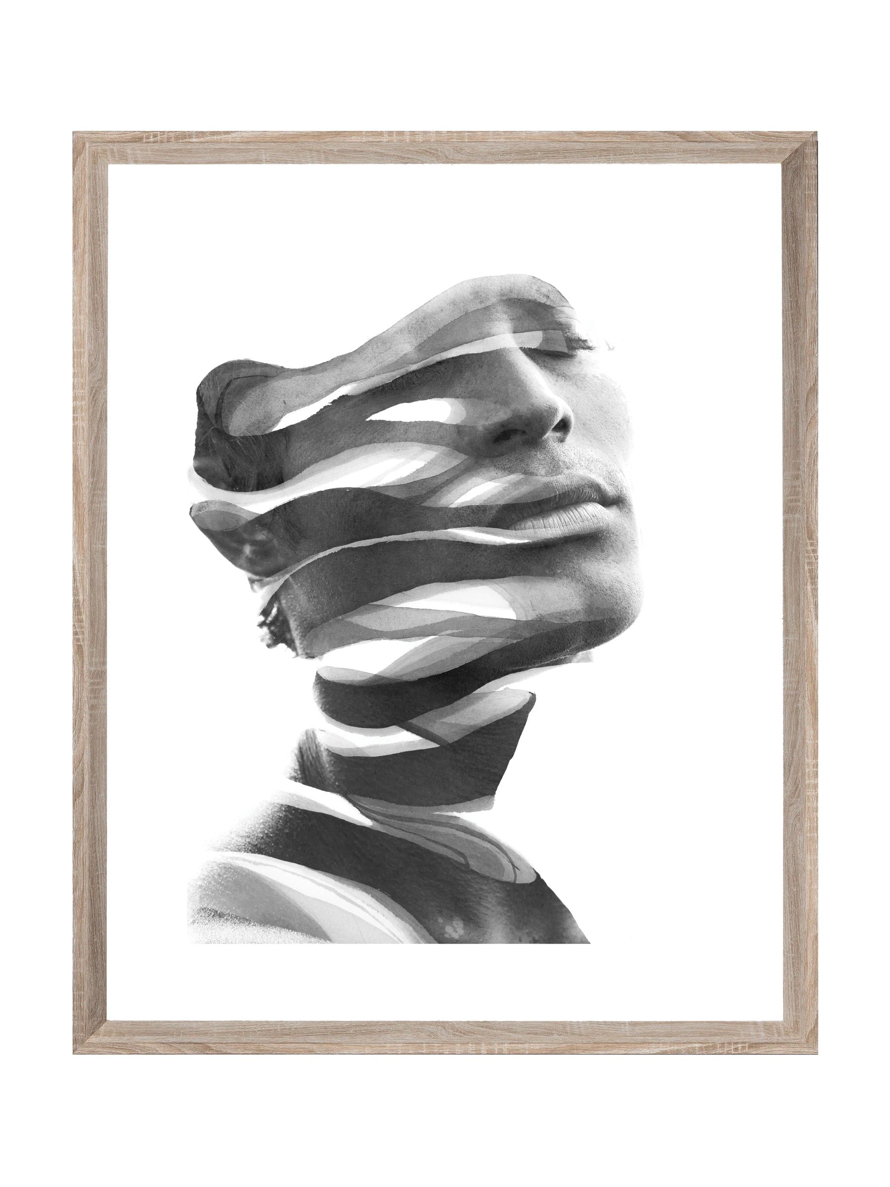 Brookpace Lascelles black sculpture artwork wood frame 30x22 inches - British product
