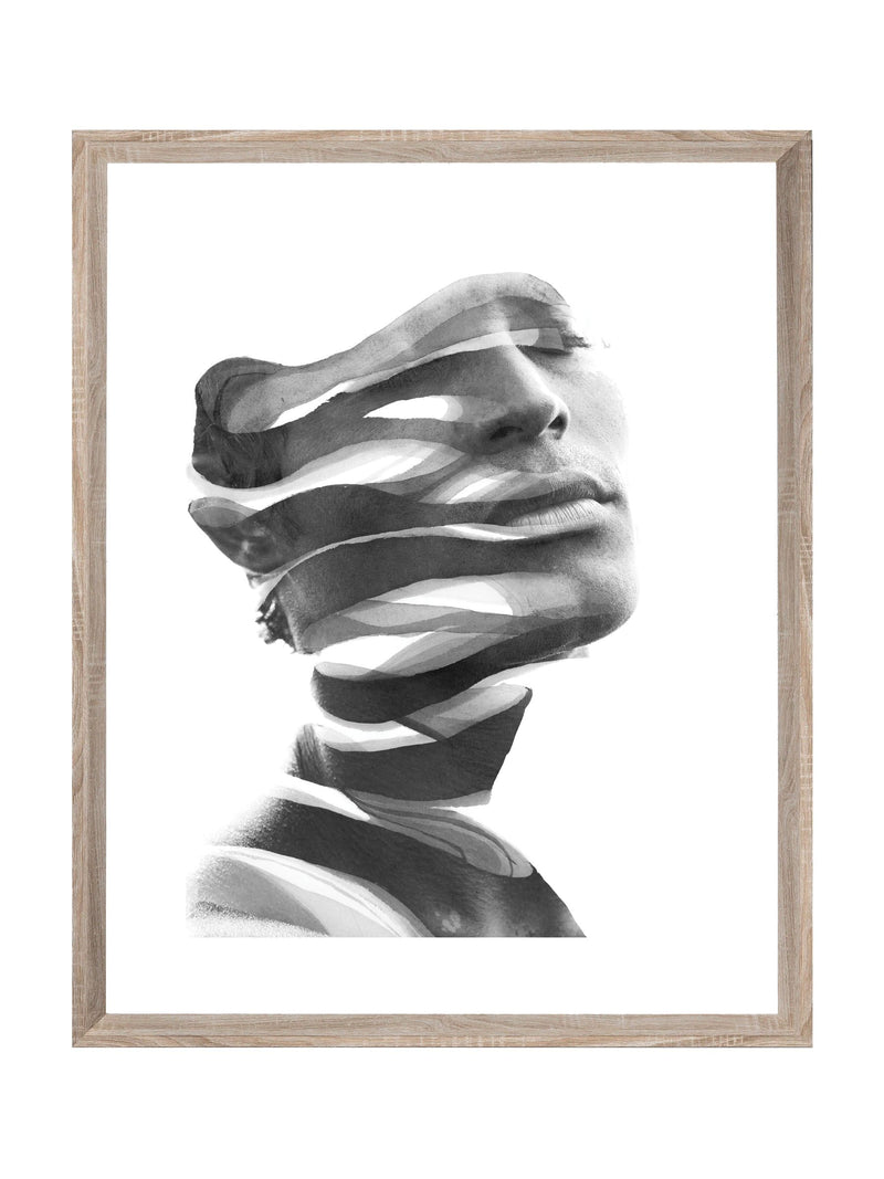 Brookpace Lascelles black sculpture artwork wood frame 30x22 inches - British product