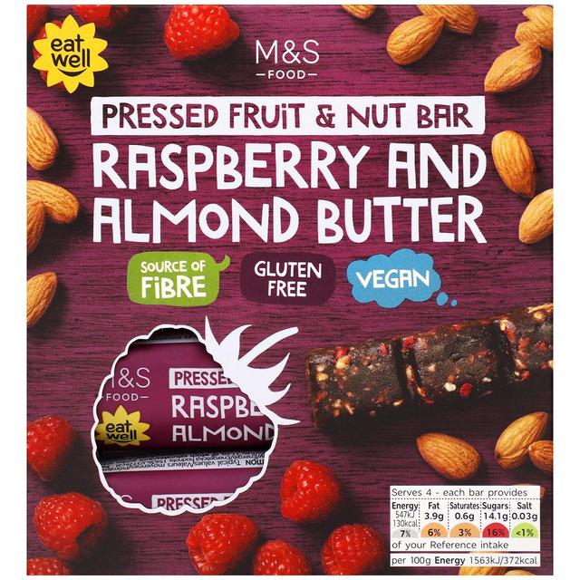 M&S Raspberry & Almond Butter Bars   4 x 35g GOODS M&S   