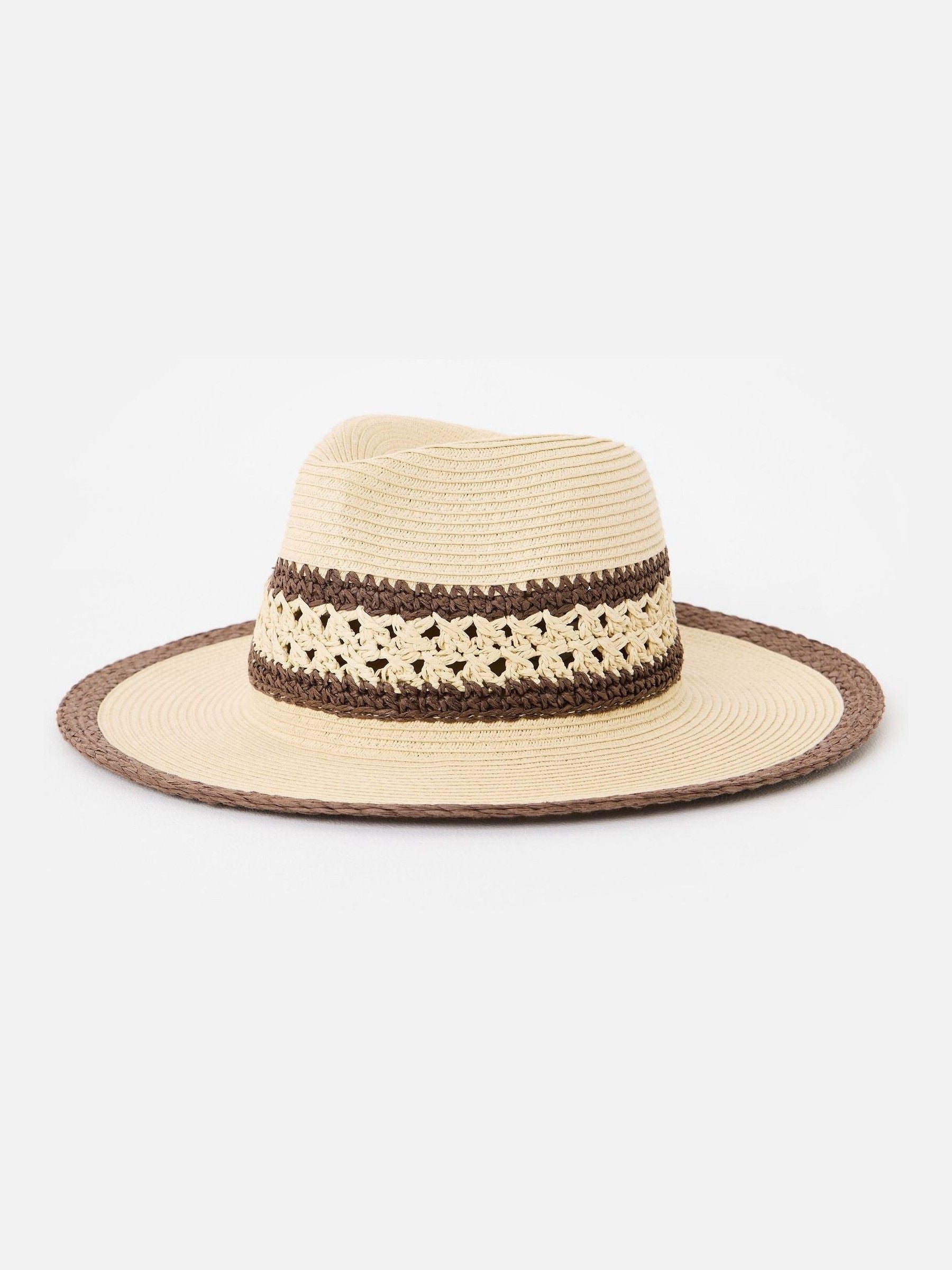 Oliver Bonas cream open weave fedora hat, imported from the UK