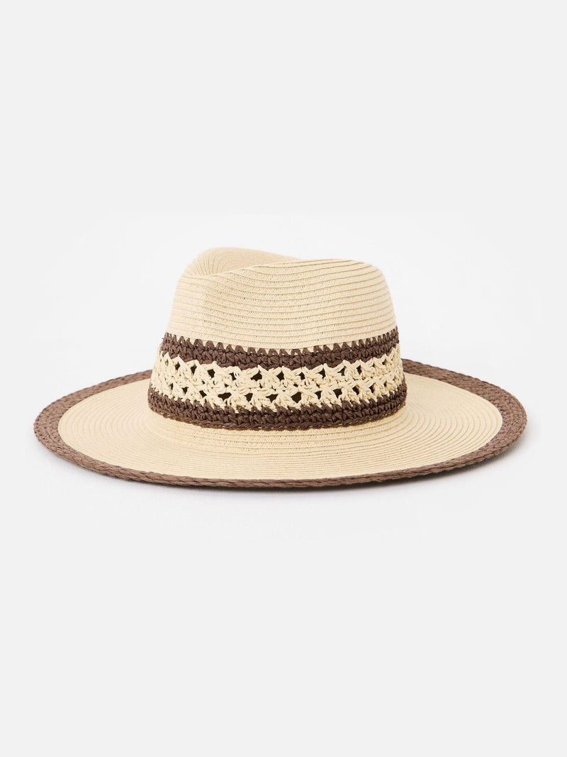 Oliver Bonas cream open weave fedora hat, imported from the UK