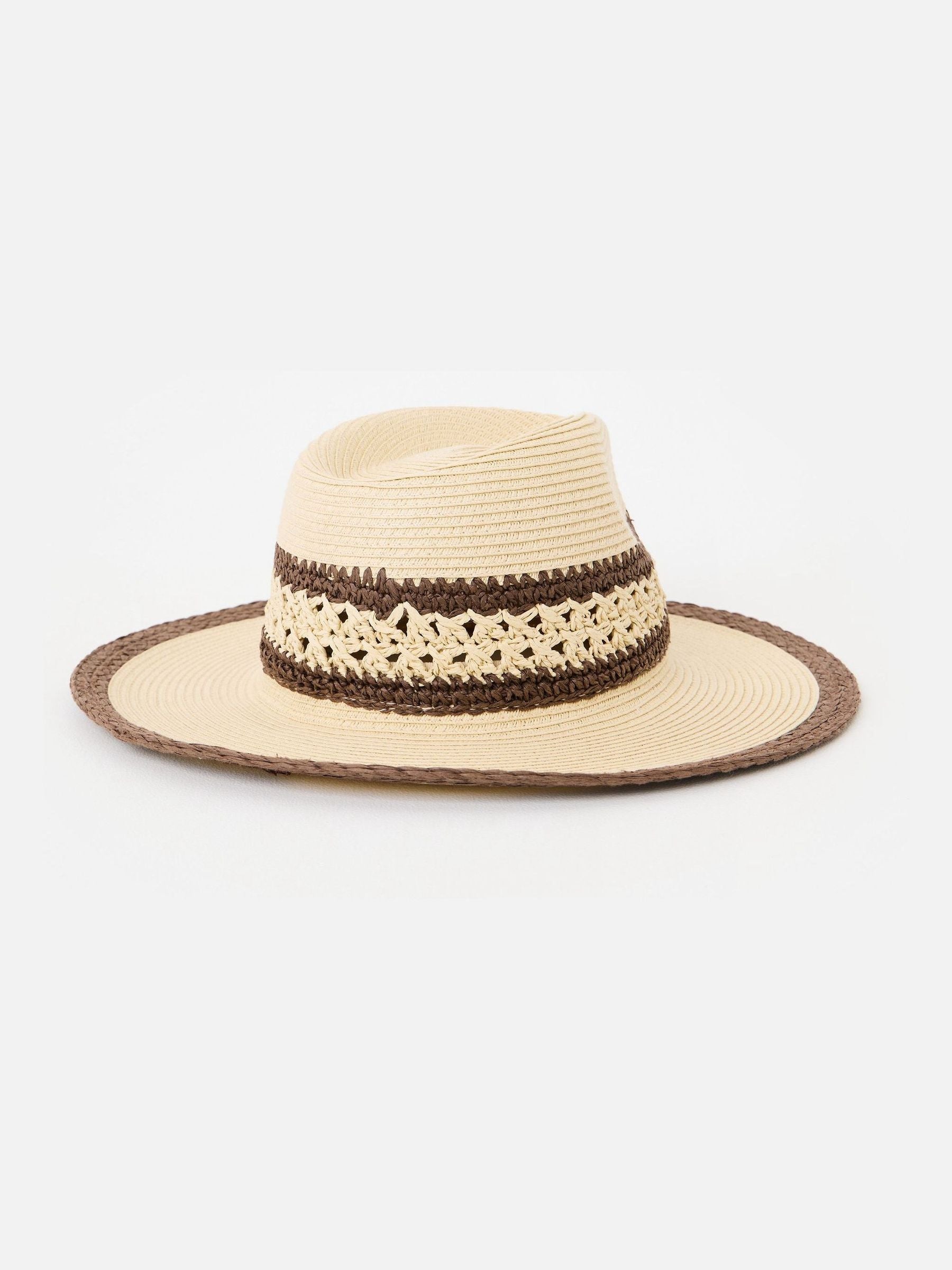 Oliver Bonas cream open weave fedora hat, imported from the UK